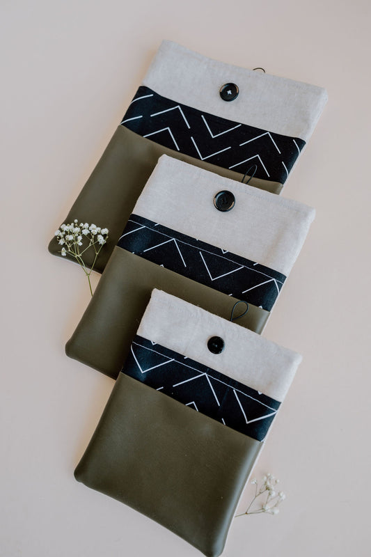 Two Pocket Faux Leather Book Sleeve - Stylish Book Sleeve